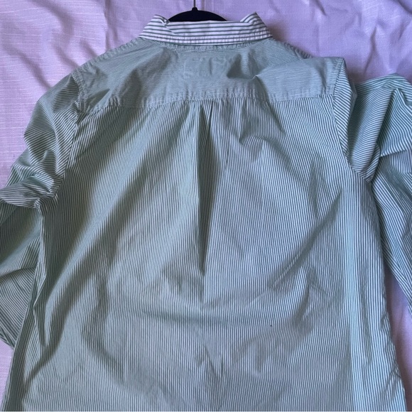 Talbots Large Green Striped button-down. Cotton. - Picture 11 of 13